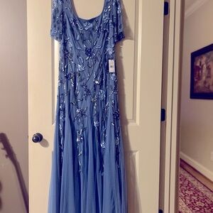 Elegant Blue Embellished Mother of the Bride or Groom Dress